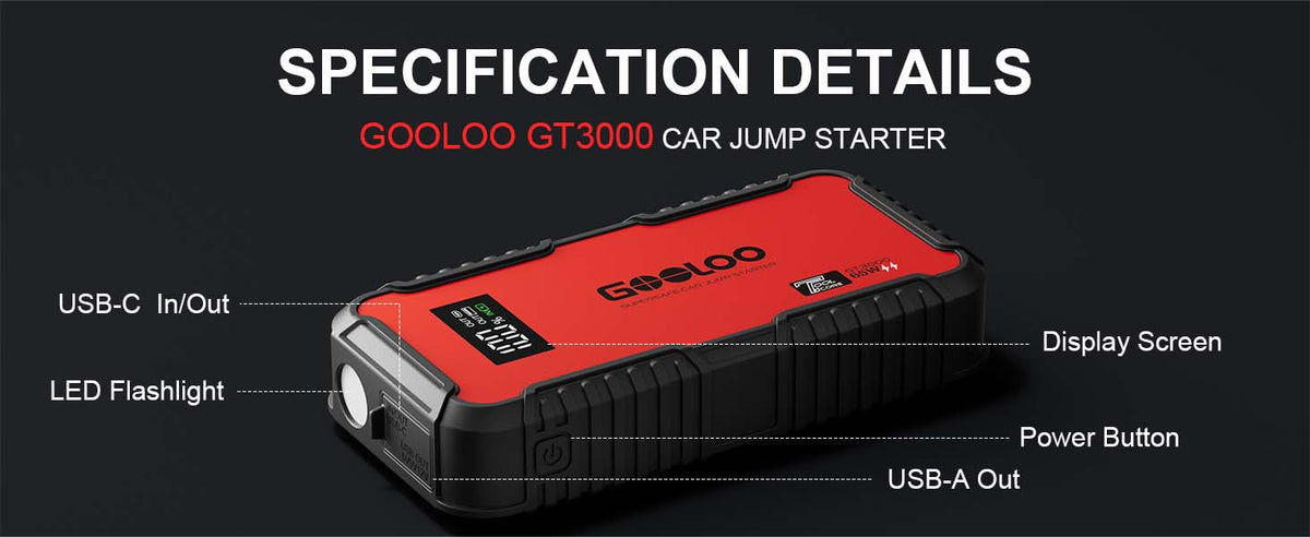 Εκκινητής Μπαταρίας 12V 3000A & Power Bank 65W GOOLOO GT3000 3000A