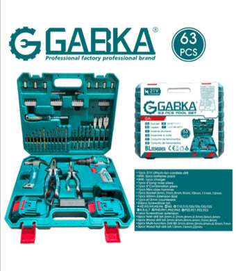 compare product 🔧 GABKA® Σετ Εργαλείων με Δραπανοκατσάβιδο Μπαταρίας Brushless 21V GA-88231 (63 τεμάχια, 2 Μπαταρίες & 1 Φορτιστής)